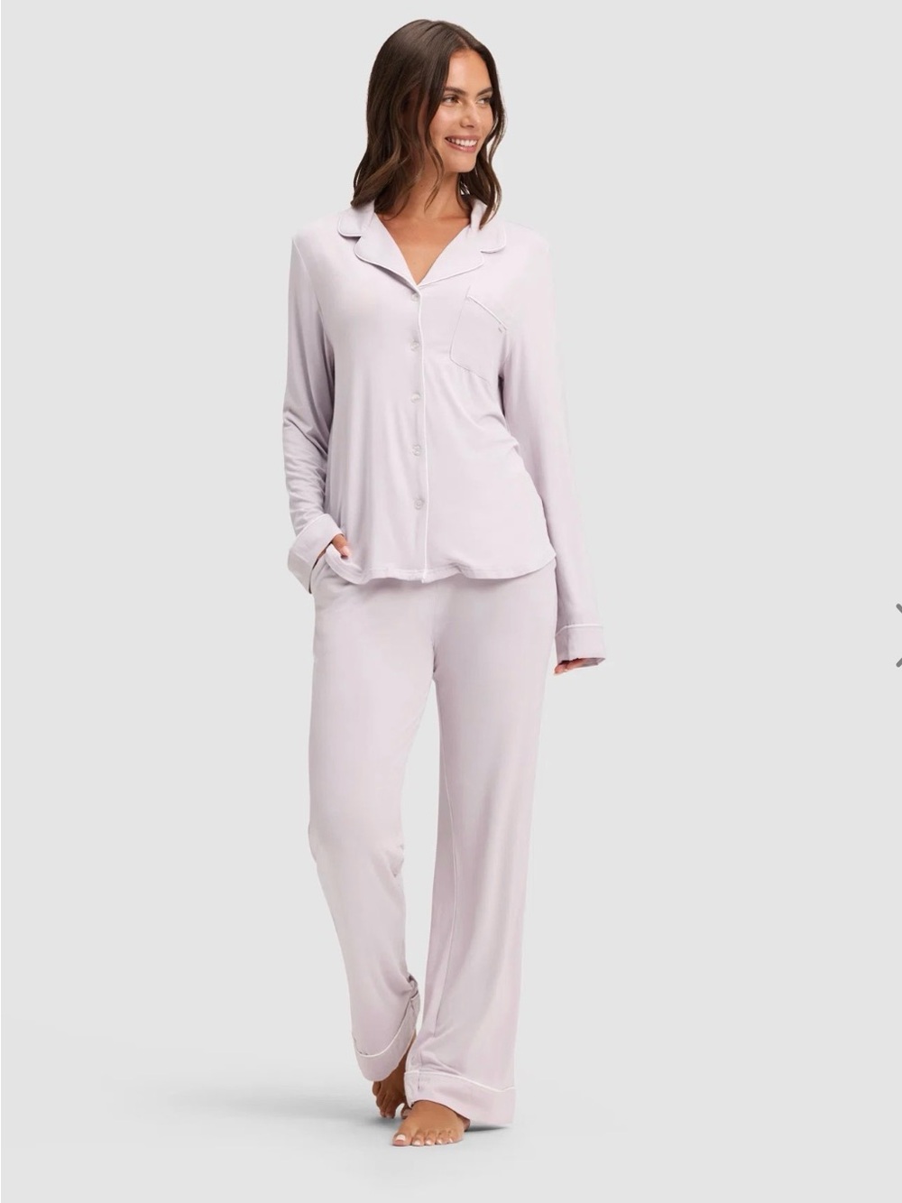 Cozy Earth Bamboo Stretch-Knit Long Sleeve Pajama Set